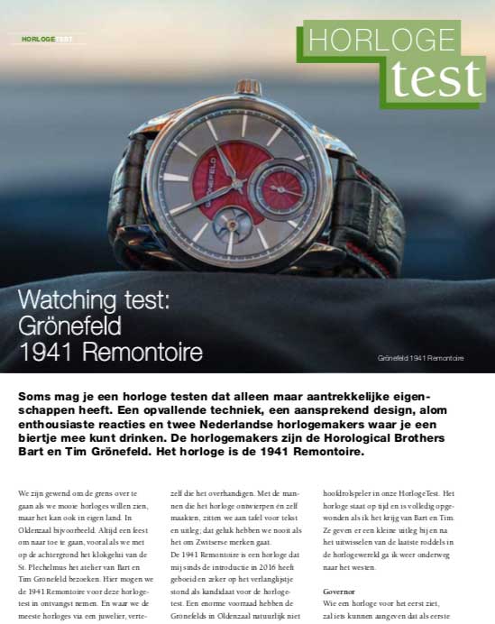 Horloge test review Grönefeld 1941 Remontoire
